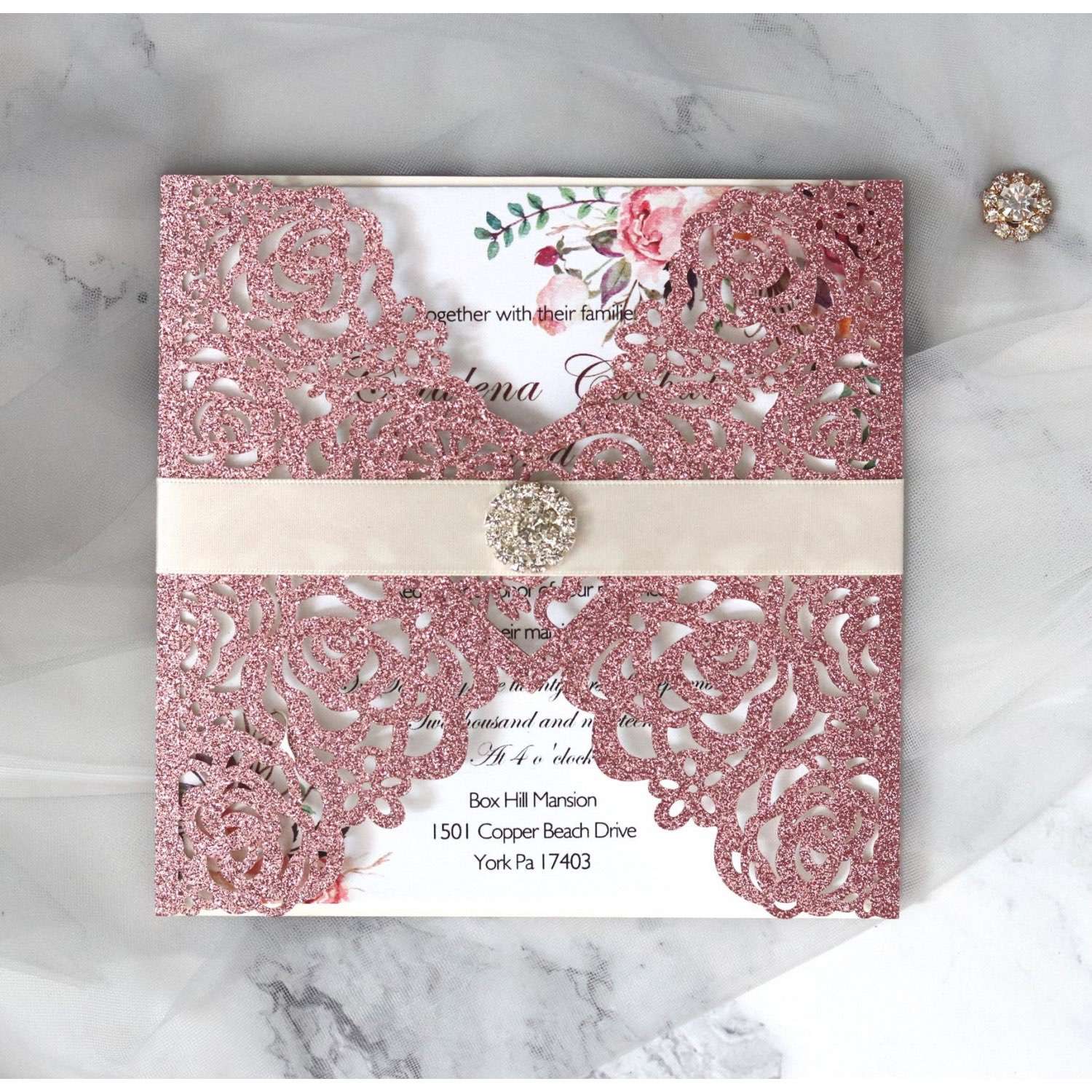 Glitter Invitation Latest Wedding Invitation Card Heart-shaped Card Greeting Card